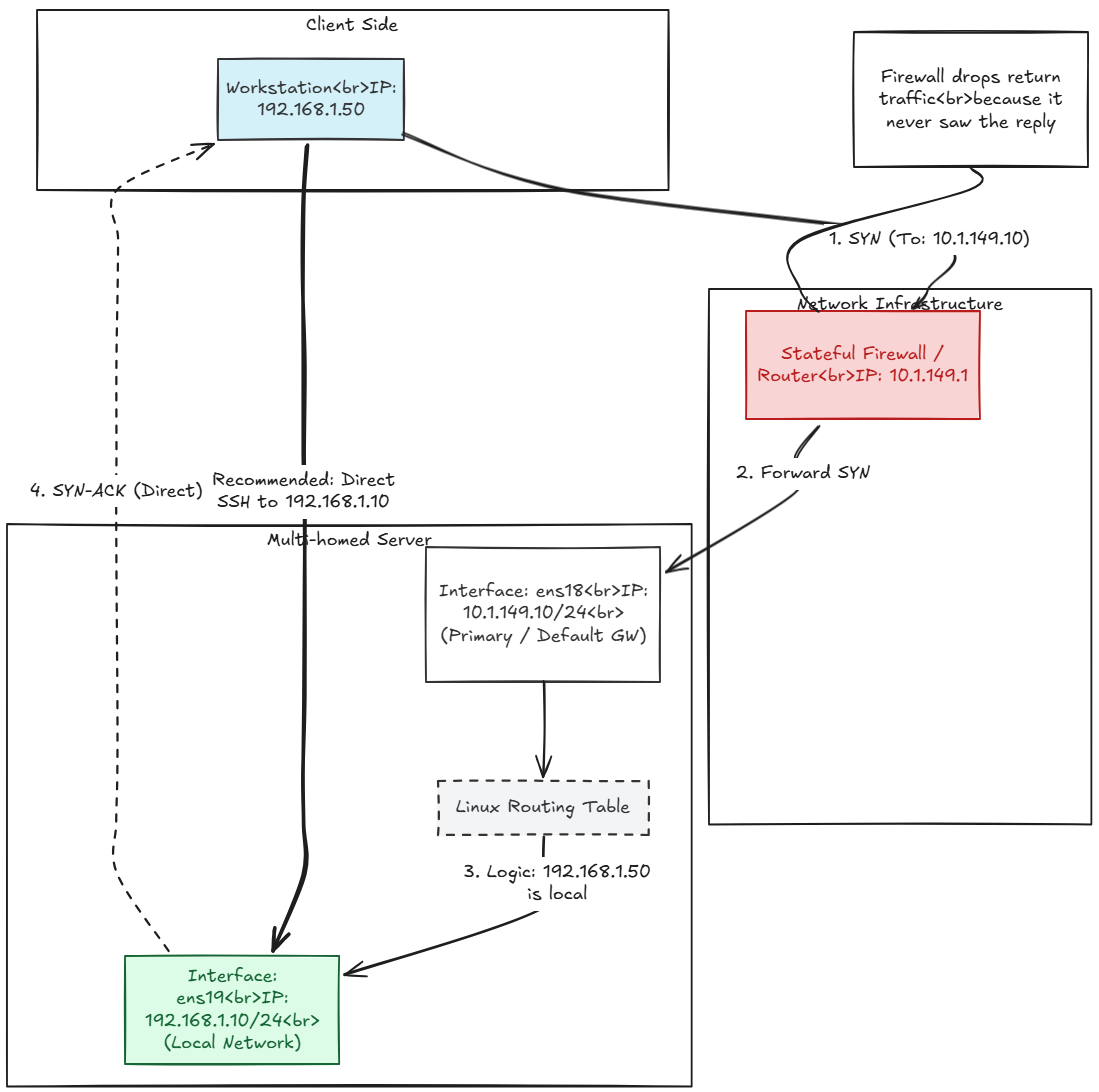 Asymmetric routing mistakes made in the home lab