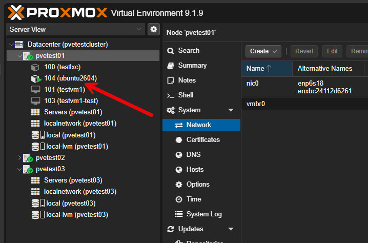 New container started using the proxmox mcp server