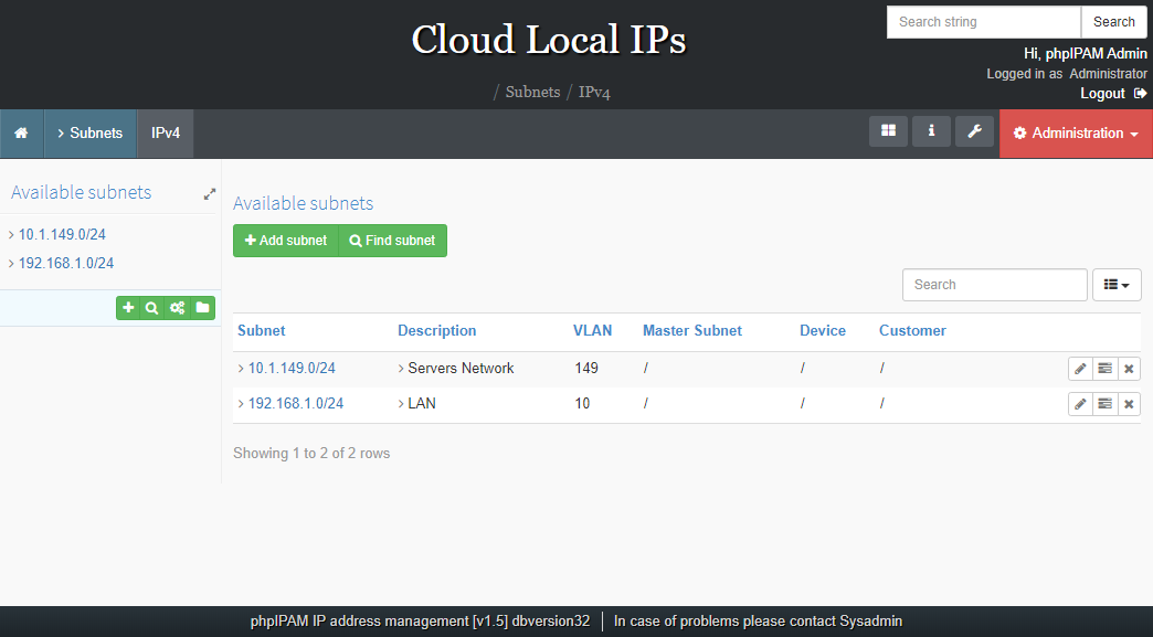 Phpipam ipam solution