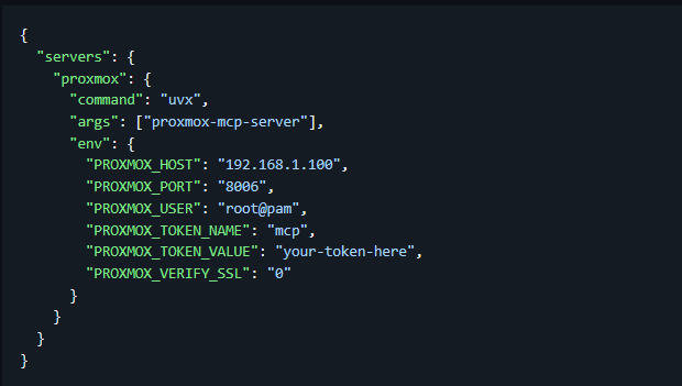 Proxmox mcp server uvx code