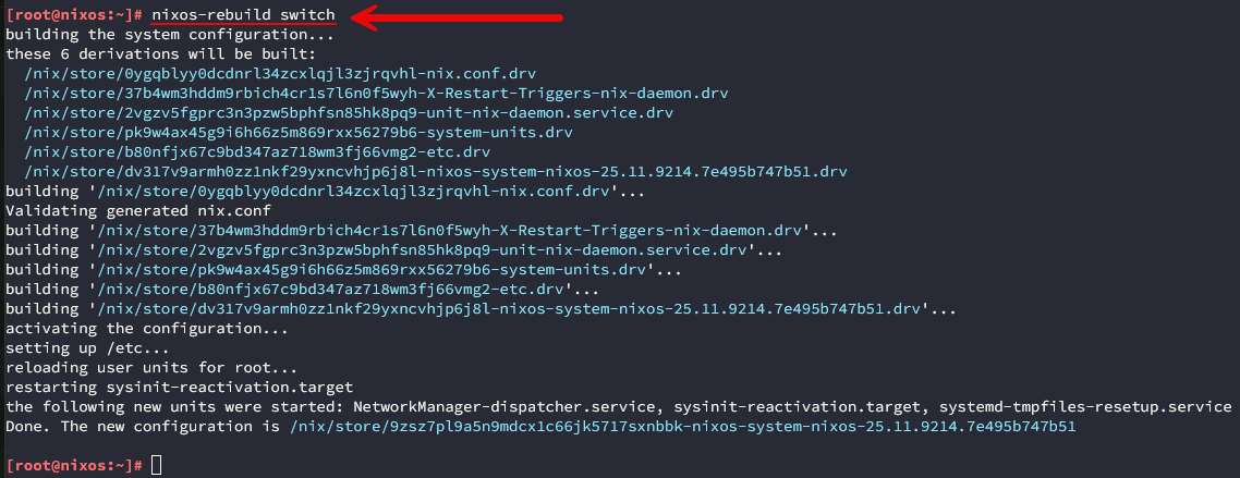 Rebuilding the nixos configuration