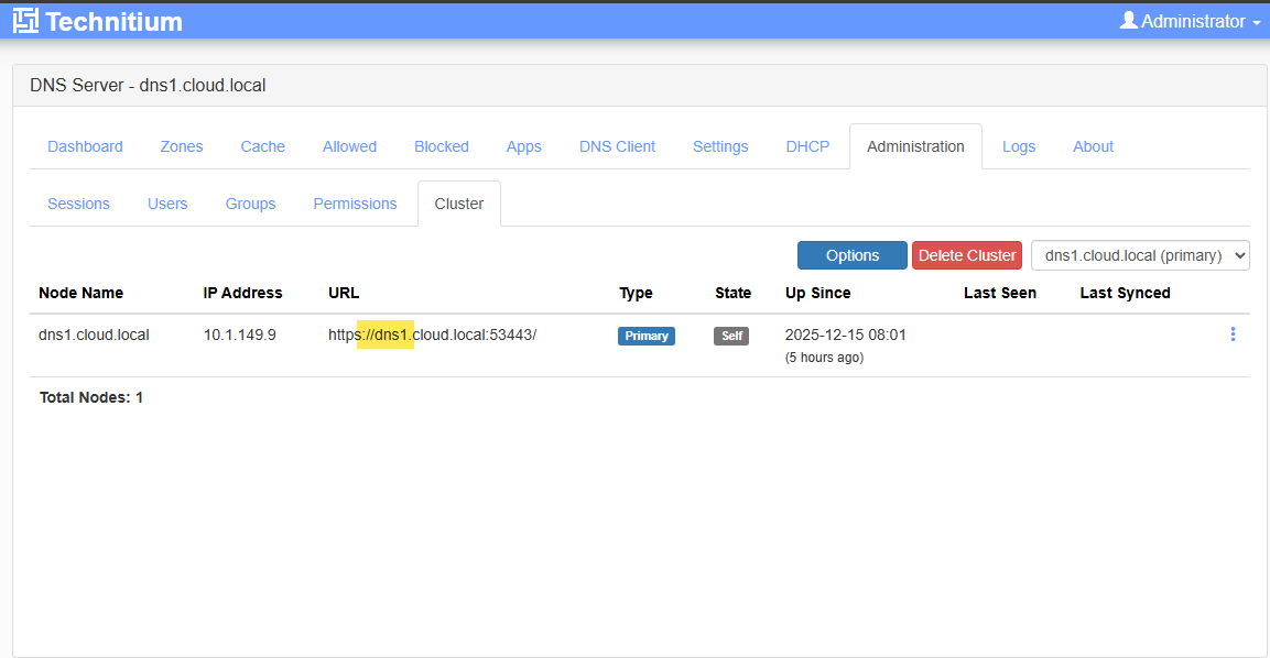 Setting up a technitium dns cluster in the home lab