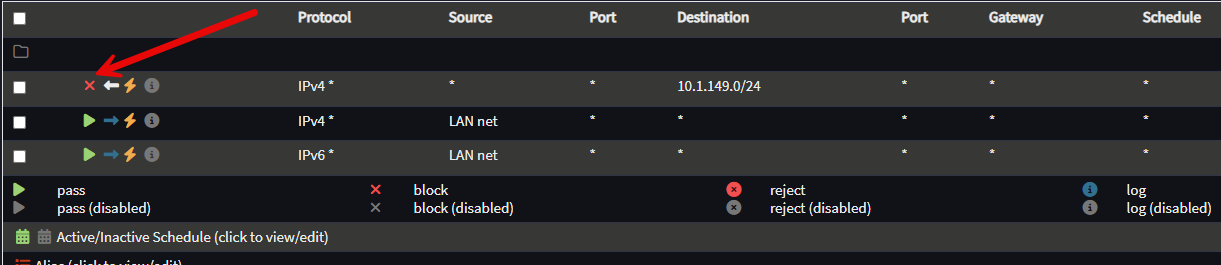 Using rules in a firewall to segment off traffic