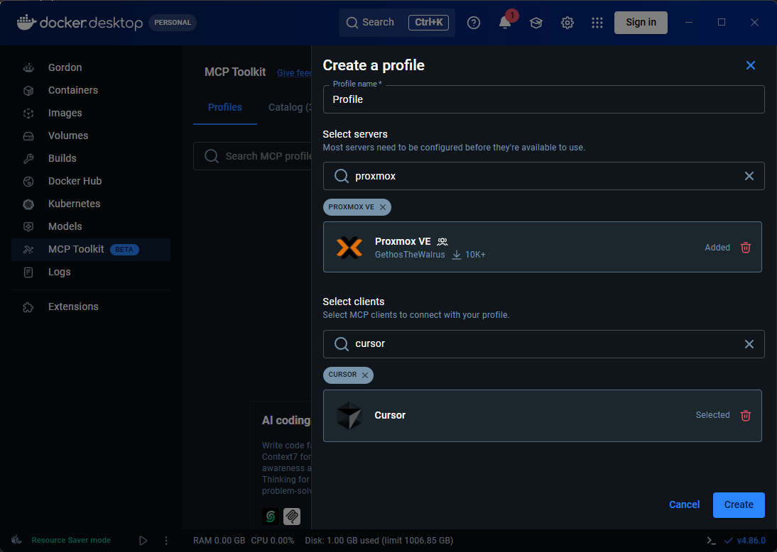 Add your server and your client you want to use