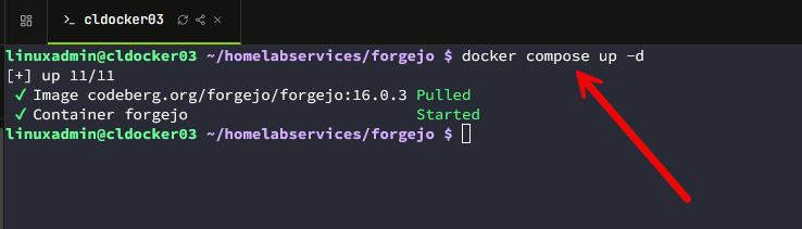Bringing the forgejo docker compose stack up and running