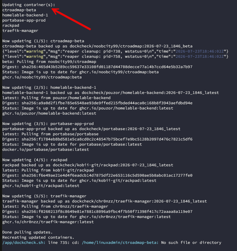 Dockcheck container image update automation
