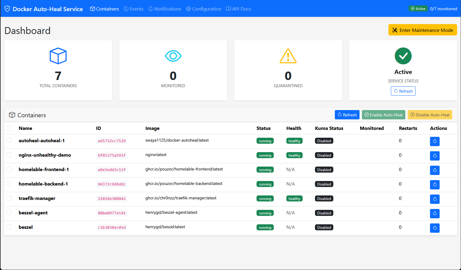 Docker autoheal monitors my container health