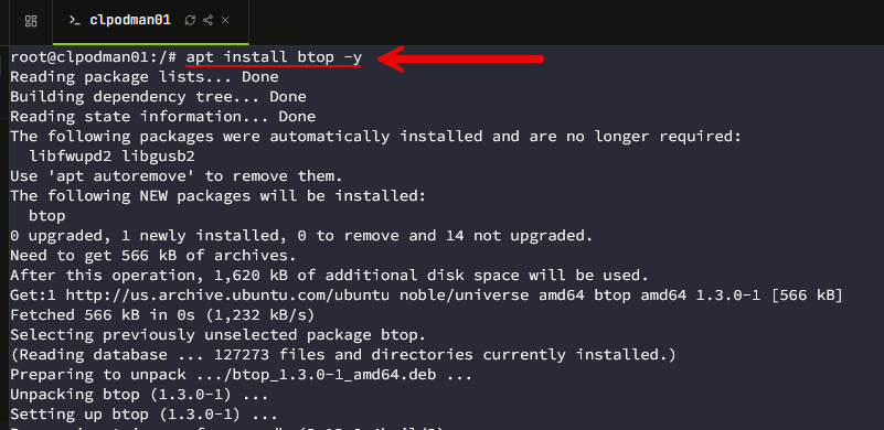 Installing btop in linux