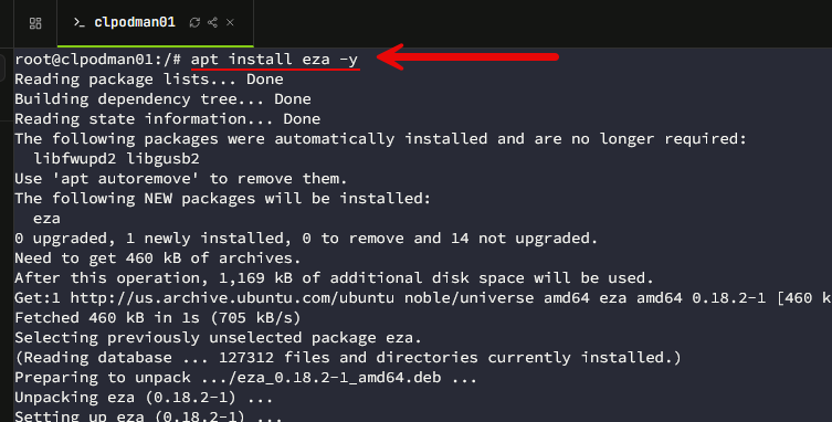 Installing eza in linux as an ls alternative