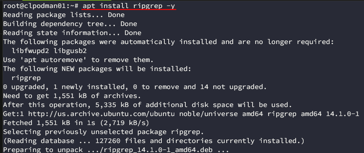 Installing ripgrep in ubuntu server linux