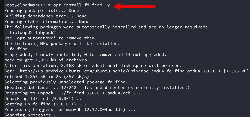 Installing the fd find command in linux