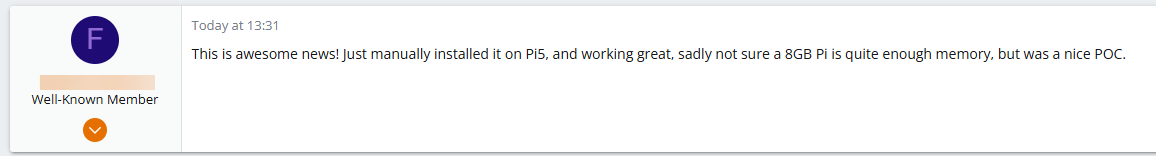 Proxmox forum user that has already installed on a raspberry 5 device