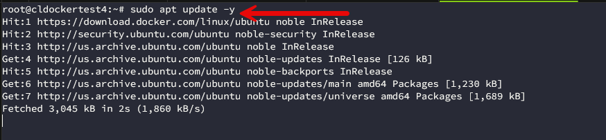 Running apt update on a linux host