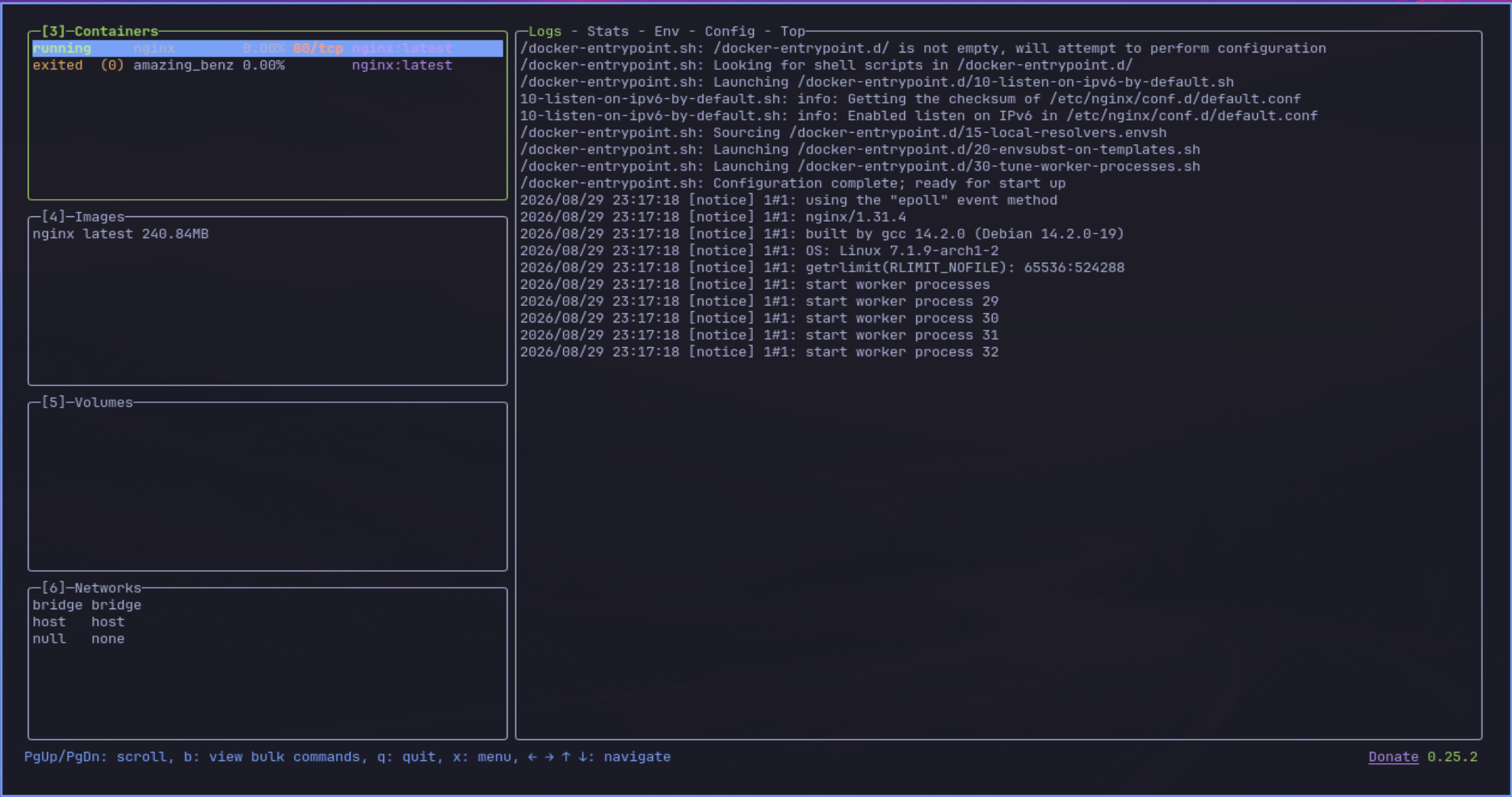 Running lazy docker in omarchy linux