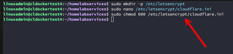 Set the permission son the cloudflare.ini file