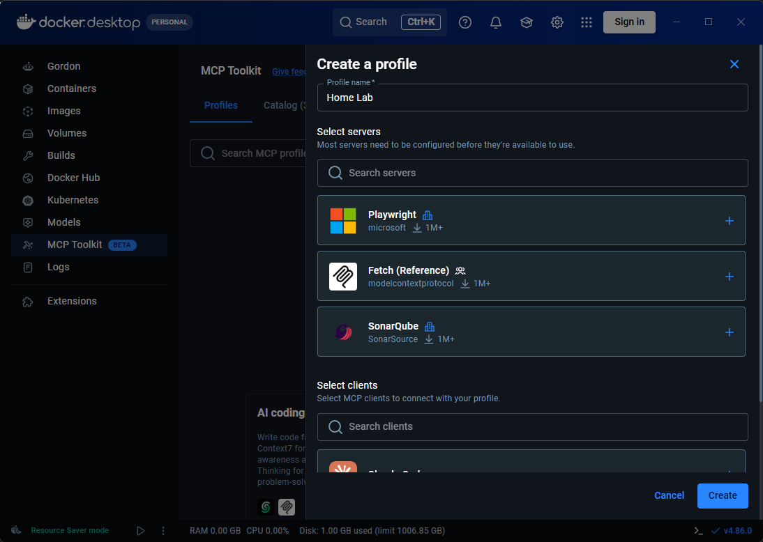 Starting to build your docker mcp toolkit profile