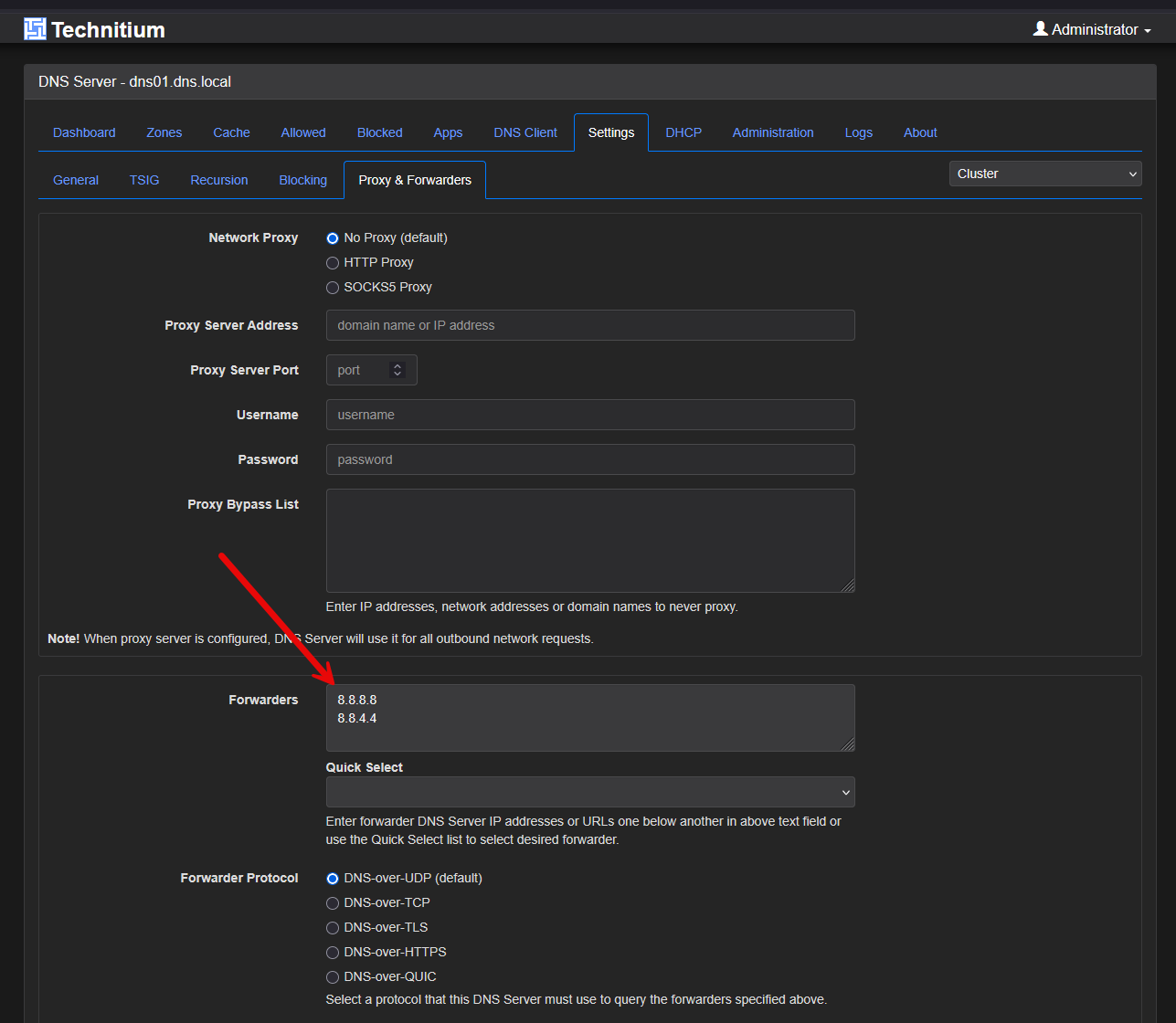 Technitium forwarders for upstream recursive queries