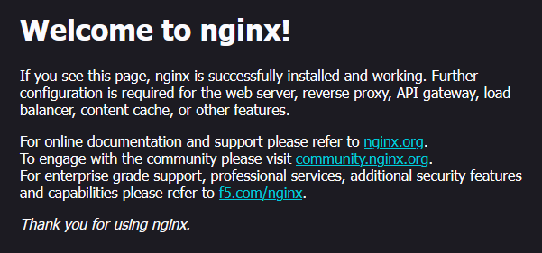 The nginx container becomes available in just a couple of seconds