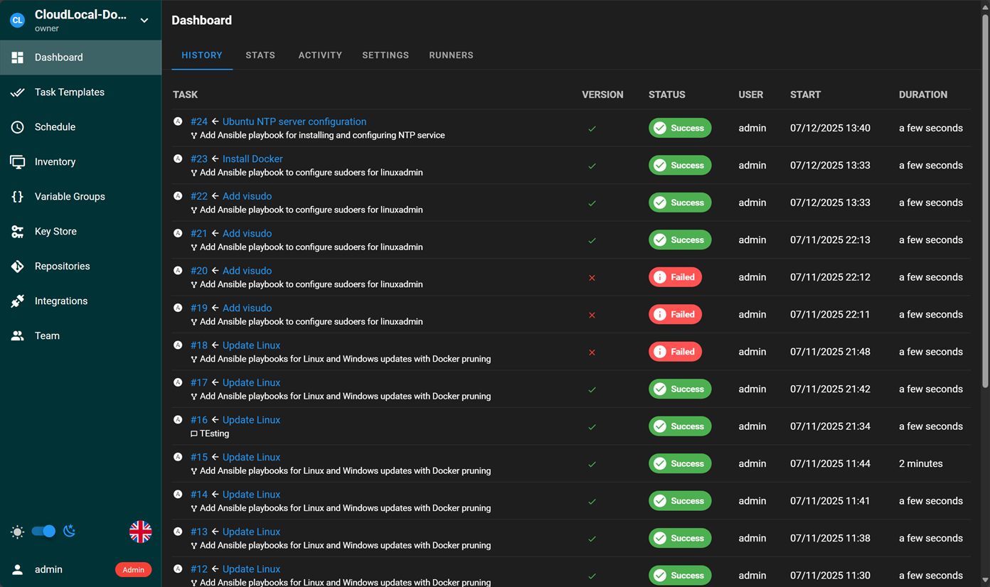 Using semaphore to run ansible playbooks in the home lab