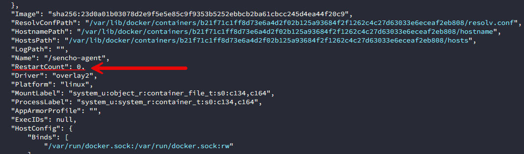 Viewing the restart count of a specific container