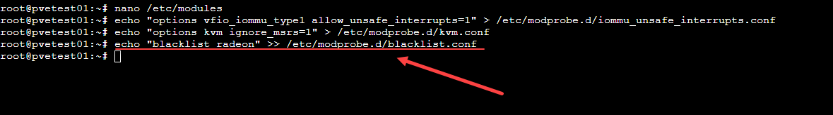 Blacklisting video from being used by the proxmox host