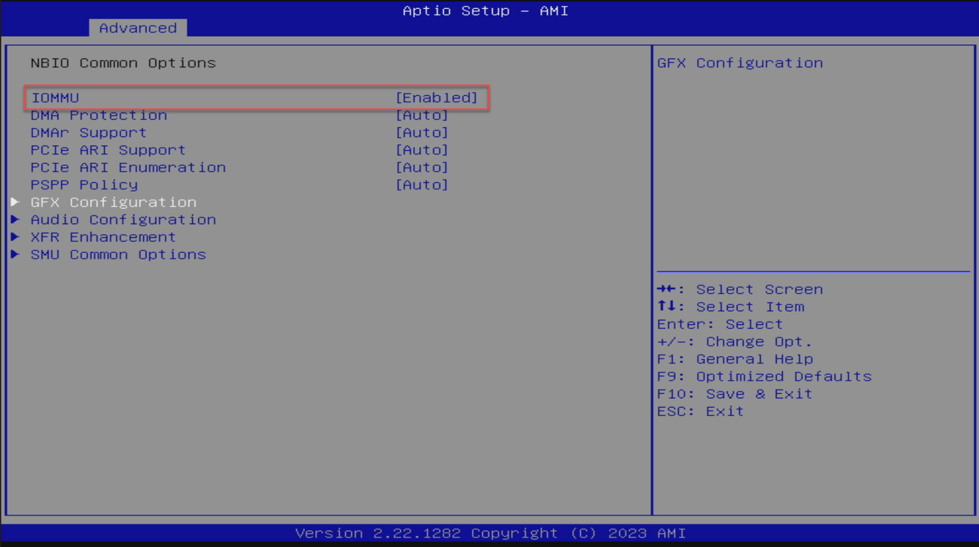 Enabling iommu in the bios of a mini pc