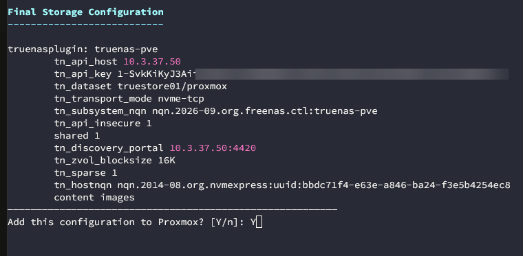 Adding the configuration to the proxmox nodes