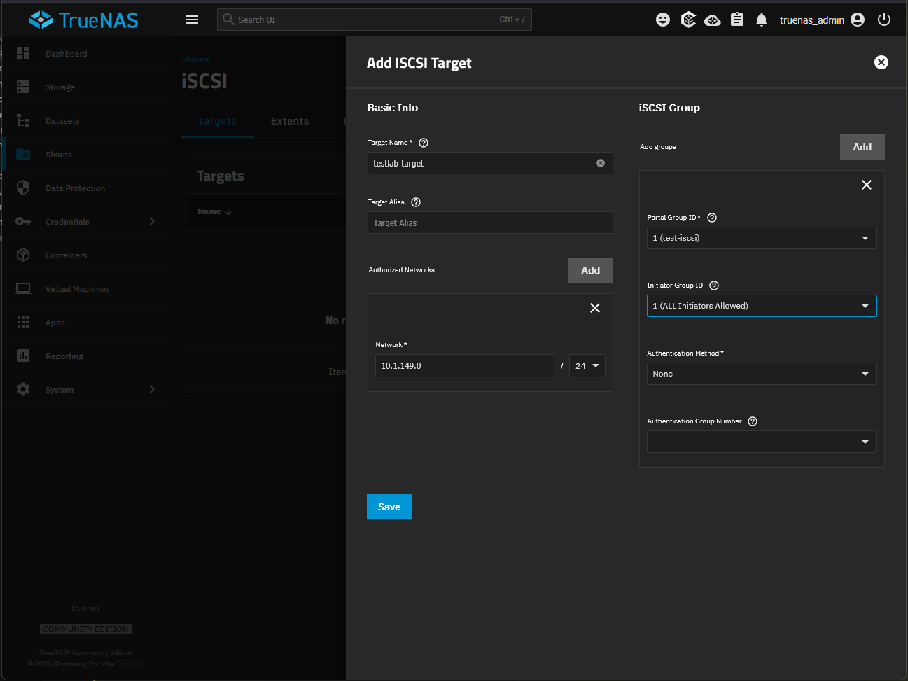 Adding the details of the configuration for the target