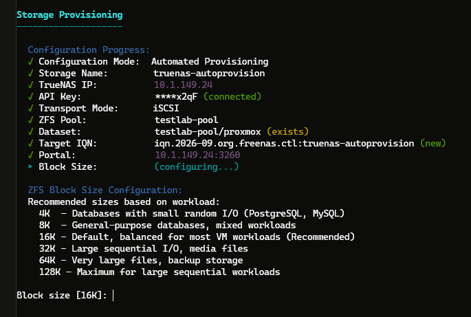 Configure the block size