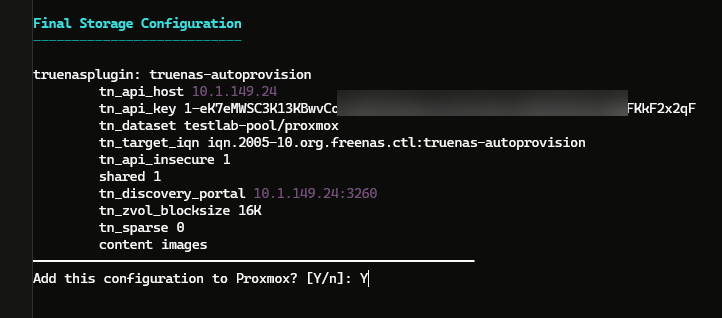 Confirm to add the configuration to proxmox hosts