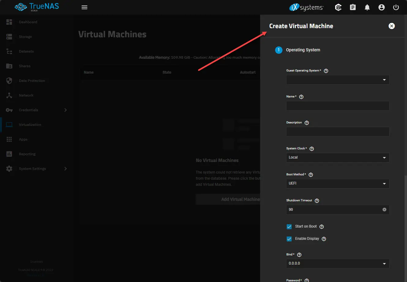 Creating a vm in truenas scale