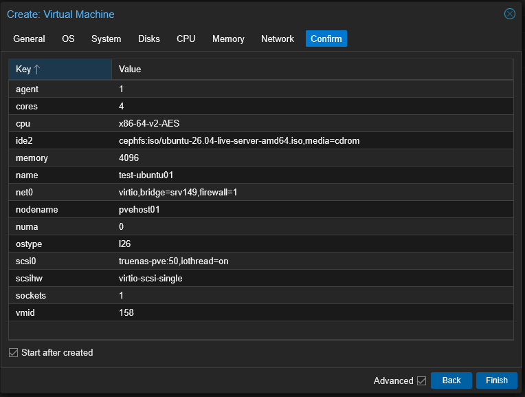 Details of the ubuntu 26.04 virtual machine used for the benchmarks for disk performance