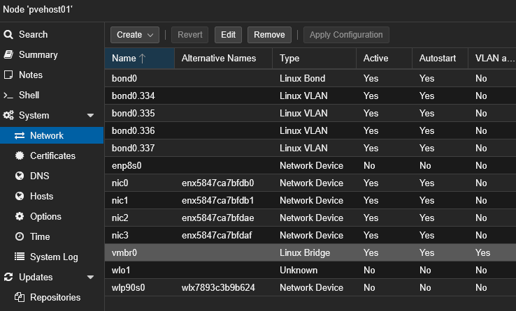 Different proxmox networks for different traffic types