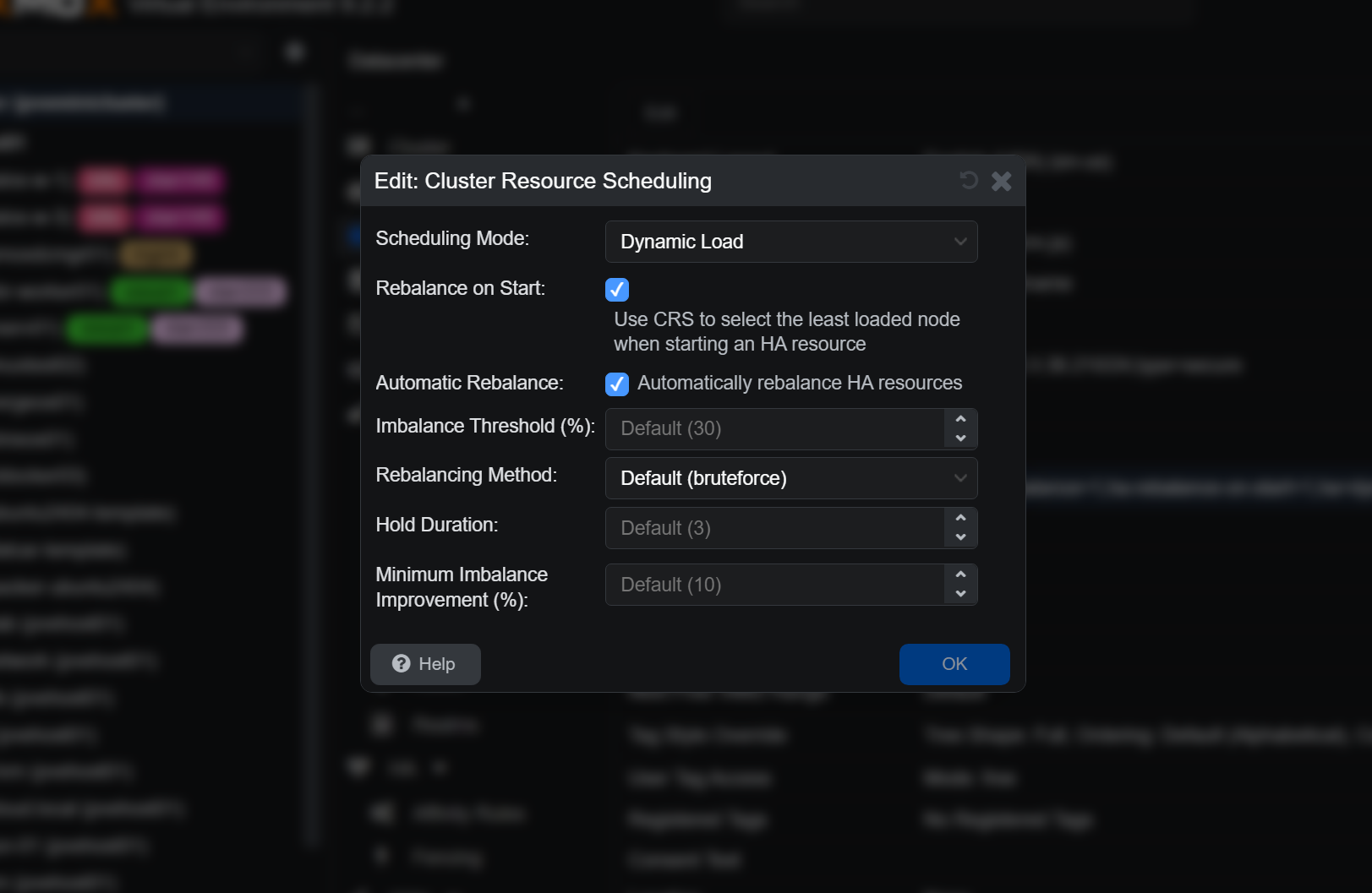 Dynamic cluster scheduling in proxmox
