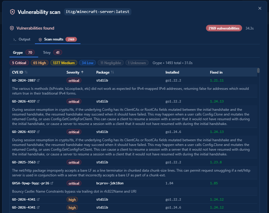 Expanding the details on the critical vulnerabilities found in the security scan