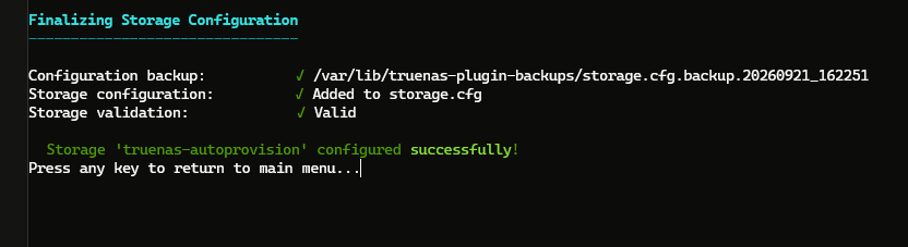 Finalizing the storage configuration
