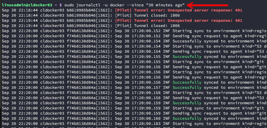 Getting logs since 30 minutes ago using journalctl