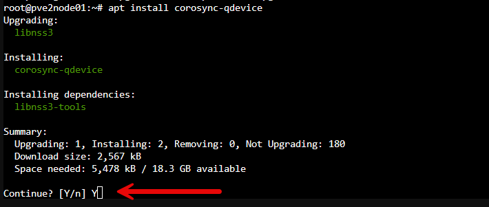 Installing corosync qdevice on the proxmox nodes