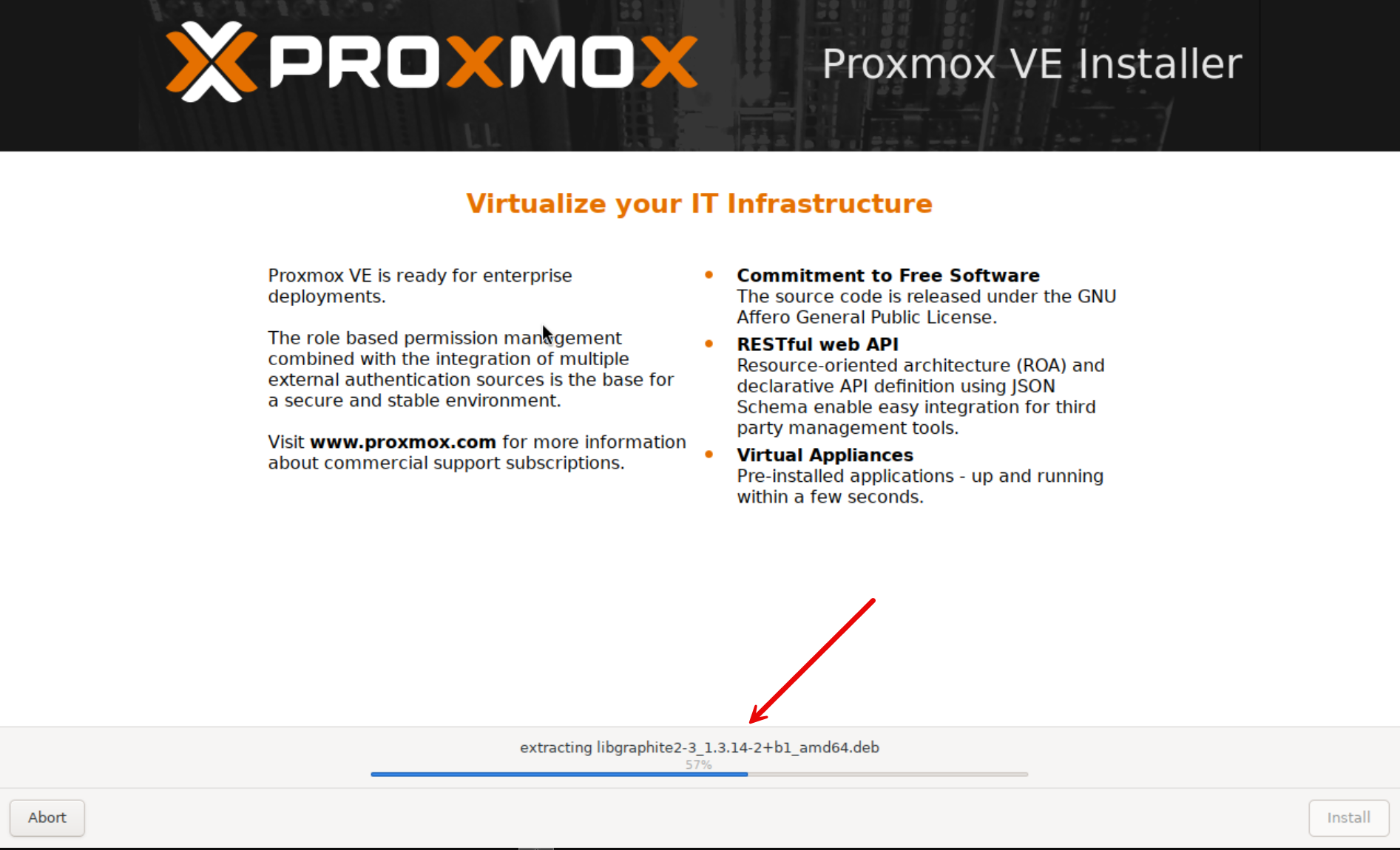 Installing over the top of the previous installation of proxmox