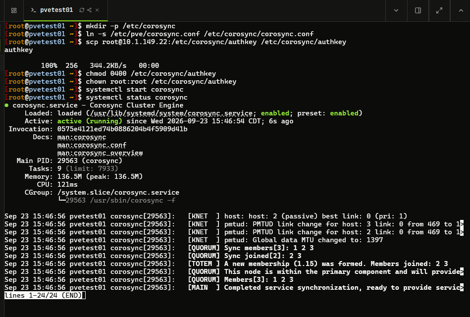 Manually creating the symlink and copying over the auth from a healthy node