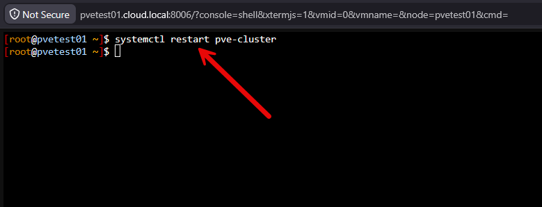 Manually restart the pve cluster service