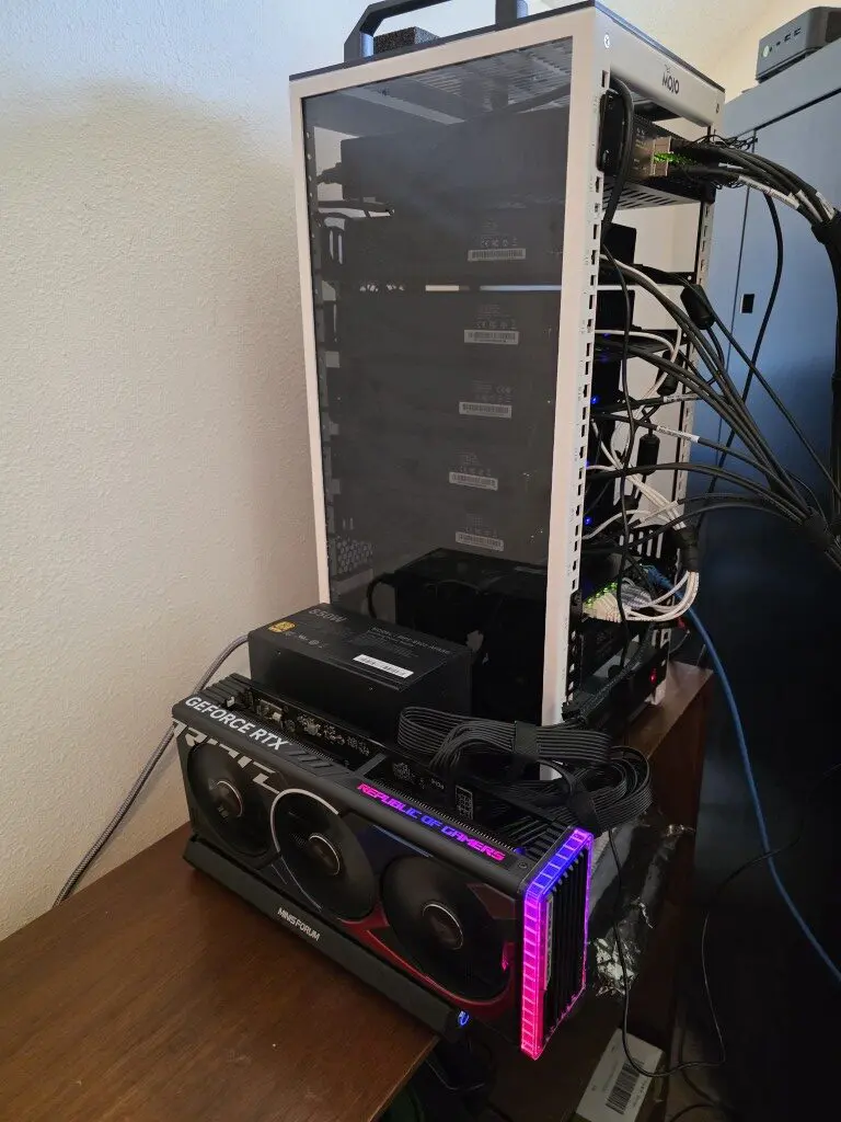 Mini lab running proxmox connected up with an egpu dock running ai workloads