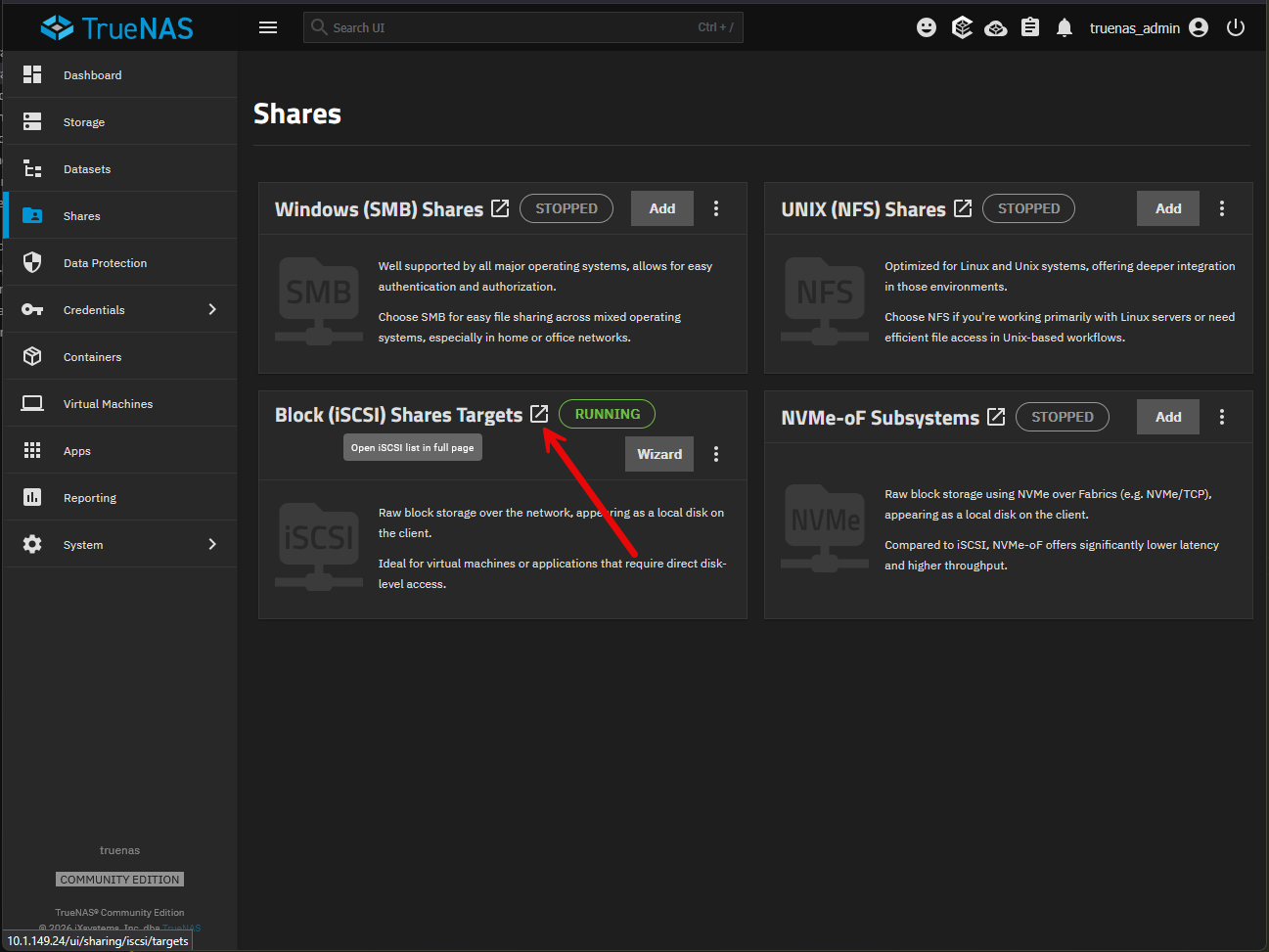 Navigating to iscsi configuration settings