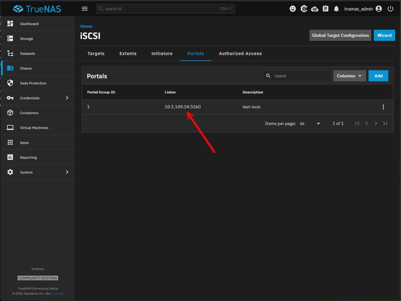 Portal ip address successfully added
