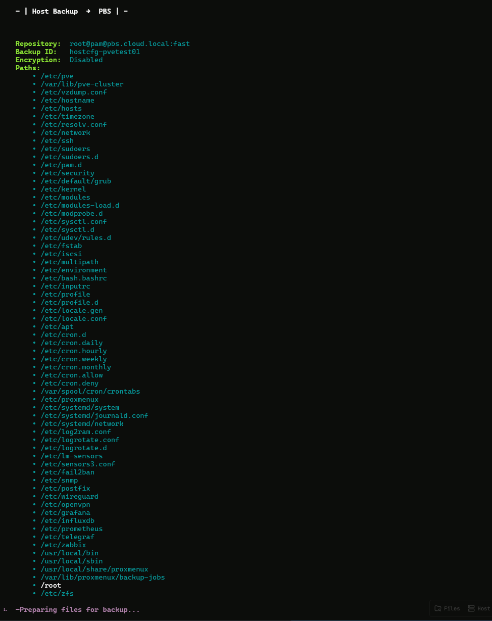 Preparing files for backup