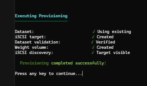 Provisioning completed successfully with the automated provisioning