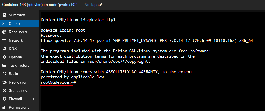 Running a qdevice in an lxc container