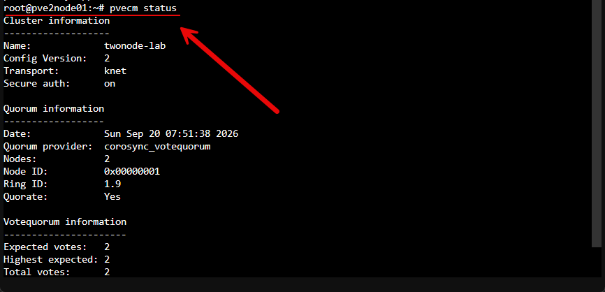 Running pvecm status