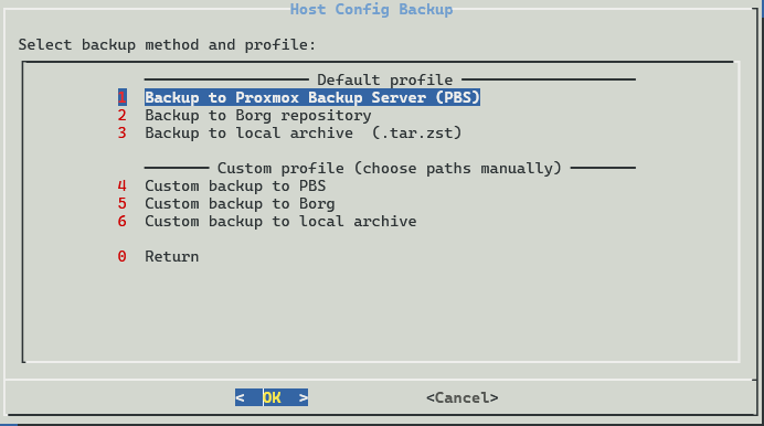 Selecting a backup method