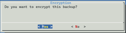 Selecting encryption options for the proxmenux backup
